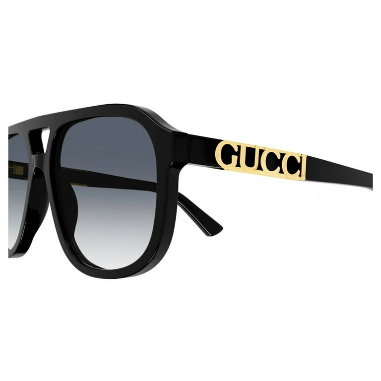 Gucci GG 1188S 002 Black Gold Grey Lens Oversized Sunglasses