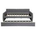 thumbnail image 4 of Full Size Daybed with Trundle, Upholstered Velvet Sofa Bed Frame with Wood Slat Support for Living Room, Gray, 4 of 8