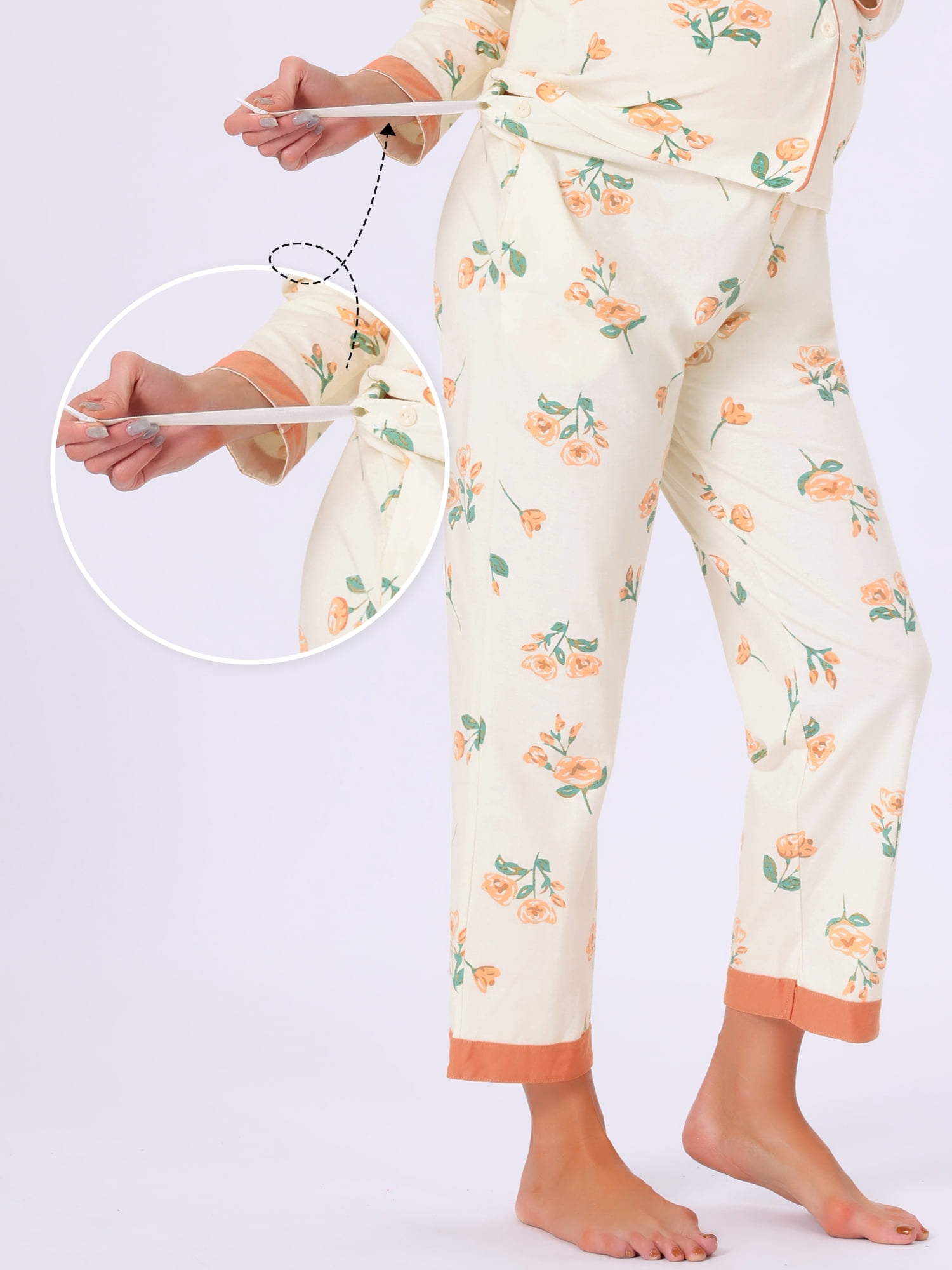 DARING DIVA Women's Nursing  Postpartum Button Down Long Sleeve Pajama Sets XL Yellow