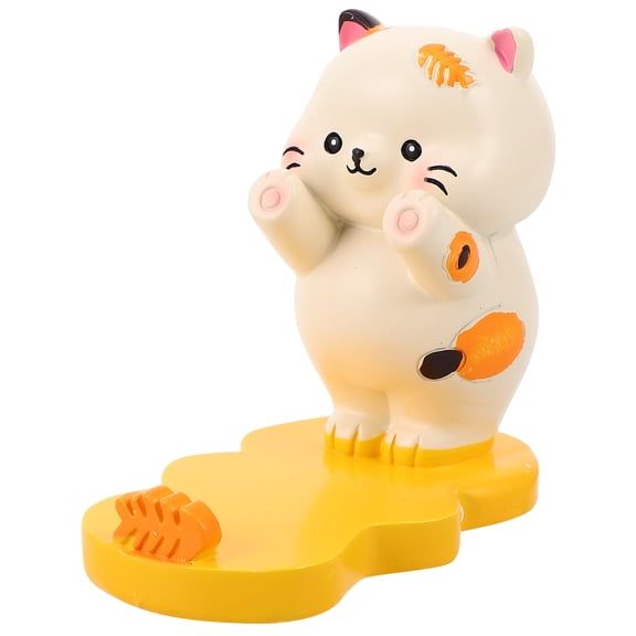 FRCOLOR Cute Cartoon Cat Phone Stand for Watching Videos Creative Resin Desk Accessory Portable