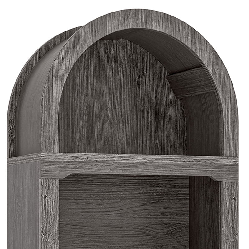Uforic 5 Tiers Arched Bookshelf, 68.5" Tall Modern Bookcase Display Storage Rack Wooden Bookshelves, Gray