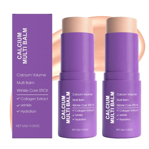 Ouwald Calcium Multi Balm Stick, 2 Pack Collagen Moisturizing Balm for Face, Eyes, Neck & Lips, Portable Hydrating Multiuse Skincare Balm Wrinkle Stick, 0.35oz/Stick