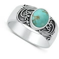 thumbnail image 4 of Vintage Bali Simulated Turquoise Ring .925 Sterling Silver Band Blue CZ Jewelry Female Size 9, 4 of 4