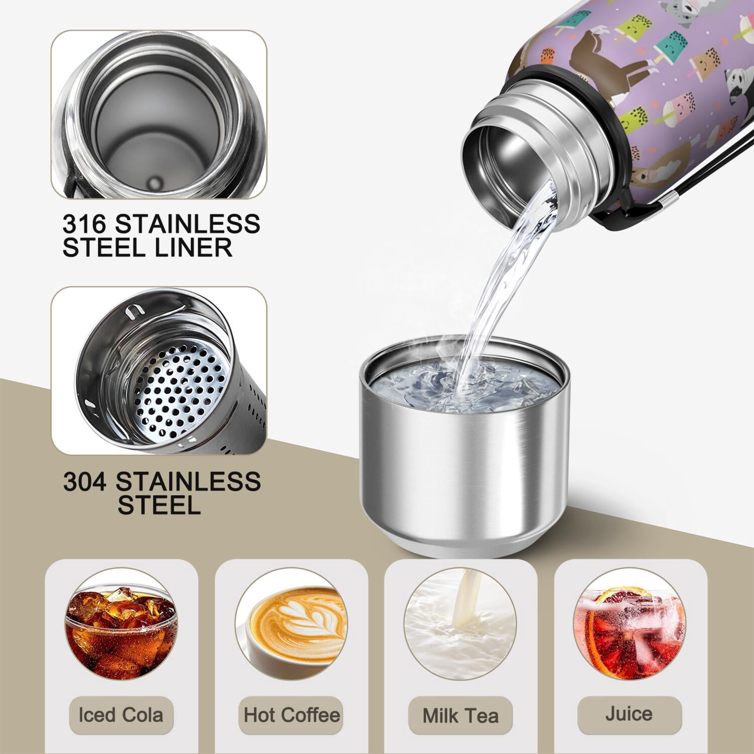 20 Oz Boxer Dog Pitbull Terriers Dog and Drinks Coffee Tumbler Double Wall Insulated Stainless Steel Water Bottle | Metal Reusable Thermoses Flask with Cup Cap | Leak & Sweat Proof with Anti-Dust Lid