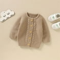 thumbnail image 5 of Splozh Sweatshirt Cardigan Newborn Baby Girl Boy Cute Long Sleeve Button Up Cardigan Toddler Knit Sweater Infant Fall Winter Clothes Coffee,12-18 Months, 5 of 9