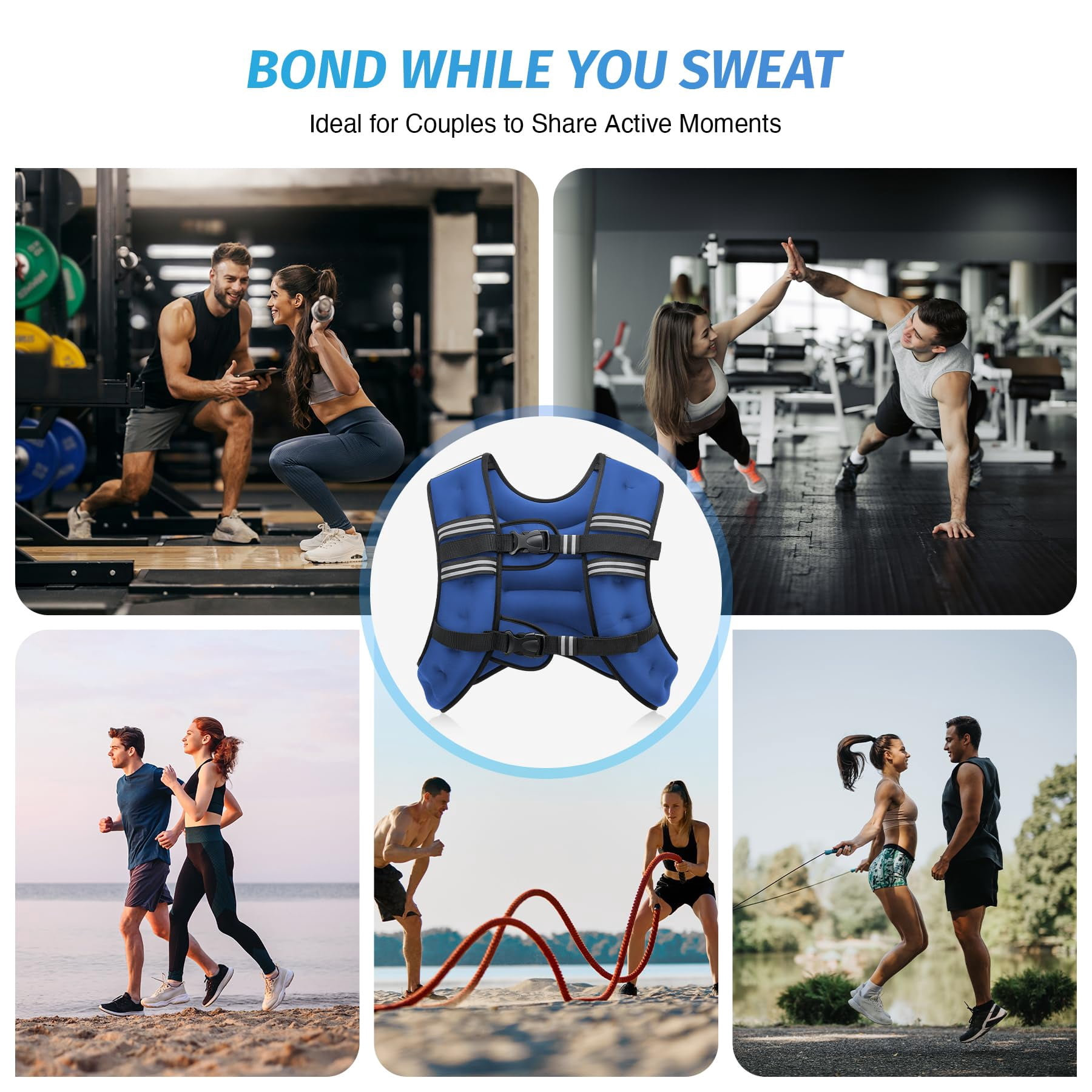 6lb/8lb/12lb/16lb/20lb/25lb/30lb Weight Vest with Reflective Stripe for Workout, Strength Training, Running, Fitness, Muscle Building, Weight Loss, Weightlifting