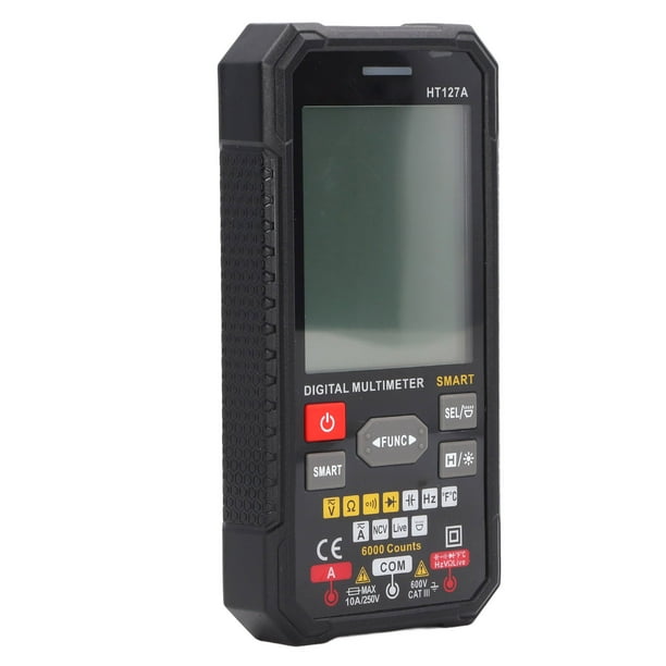 Multimètre numérique portable LCD - Mesure de tension en DC et AC jusqu'à  250V - Mesure d'intensité en DC jusqu'à 10A - Test de batterie - Mesure de  résistance - Buzzer pour