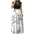 thumbnail image 2 of TIMIFIS Robe Longue Maxi d'Halloween pour Femmes Manches Courtes Col Rond Taille Haute Robe Longue Fluide Tendance Graphique Fête Automne/hiver, 2 of 5