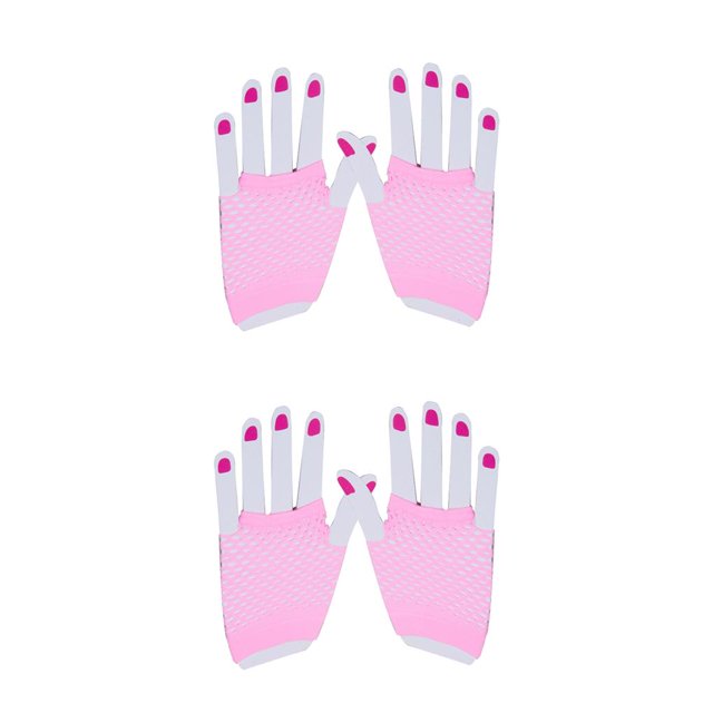 sweethay Guantes sin dedos para mujeres Accesorios Emo Tejido fino Pulgares Agujeros Actividades al aire libre Suministros para el hogar rosa Rosa claro corto 2Conjunto