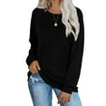 thumbnail image 2 of WZHKSN Female Solid Black Long Sleeve Crew Neck New T-Shirts, 2 of 5