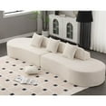 thumbnail image 6 of 130" Curved Sofa Couch for Living Room, Modern Terrycloth Fabric Upholstered Sleeper Sofa with 3 Pillows, Modular Sectional Sofa Set for Bedroom Apartment, No Assembly Required, Beige, 6 of 7