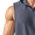 thumbnail image 3 of Men's Workout Hooded Tank Tops Gym Sleeveless Hoodies Quick Dry Bodybuilding Muscle Cut off T-Shirt Athletic Vest Dark Gray, 3 of 5