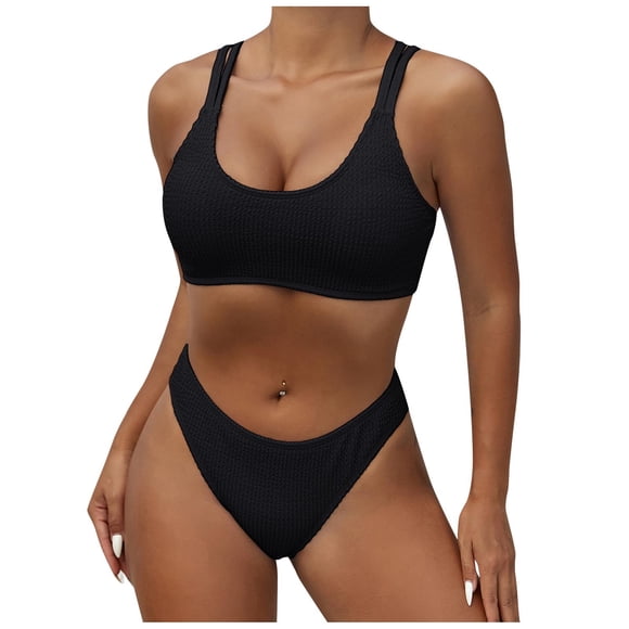 Women's High Waisted Bikini Sets Push Up Two Piece Swimsuit Sexy Crisscross Back Bathing Suit Beachwear