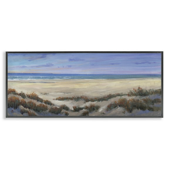 Stupell Industries Traditional Grassy Beach Nautical & Beach Painting Black Framed Art Print Wall Art, 24 x 10