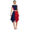thumbnail image 2 of TiaoBug Womens Lyrical Dance Dress Sleeveless Tunic Metallic Color Block Dance Dresses Navy Blue&Red L, 2 of 7