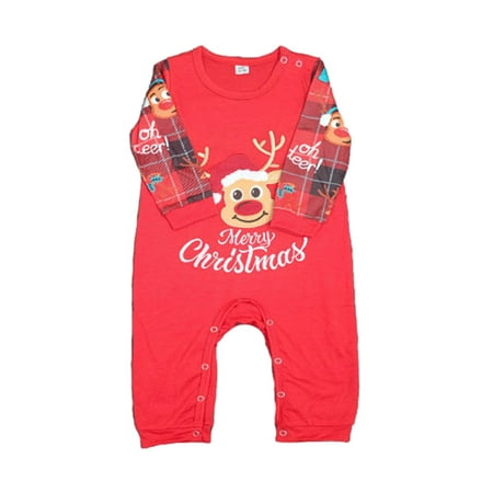 

Christmas Pajamas Toddler Baby Boys Girls Christmas Fashion Cute Fawn Print Romper Family Parent-child Wear Baby Matching Christmas Pjs for Family on Clearance