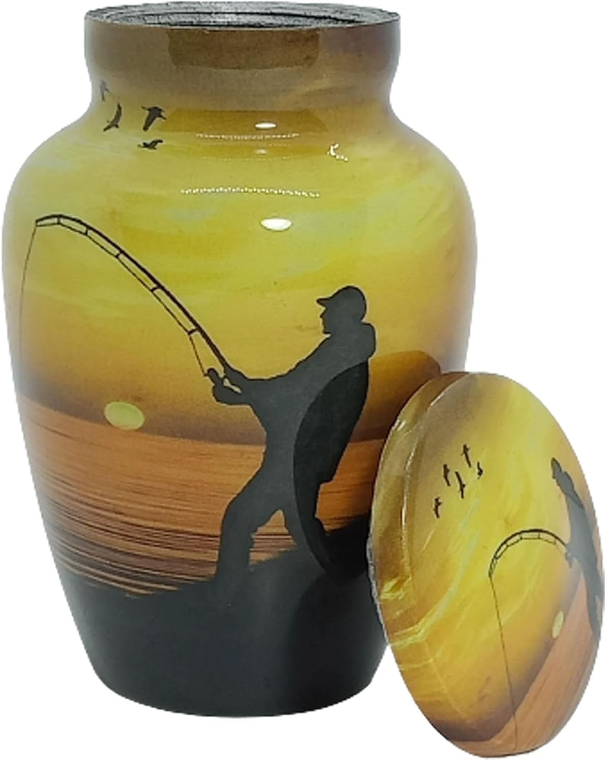 UR Keepsake Urn –Decorative Fishing Catching Keepsake Cremation Urn for Human Ashes with Velvet Box & Velvet Bag-Mini Keepsake Urn - Affordable Keepsake Urn (3 cu.in)