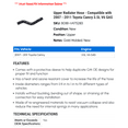 thumbnail image 2 of Upper Radiator Hose - Compatible with 2007 - 2011 Toyota Camry 3.5L V6 GAS 2008 2009 2010, 2 of 2