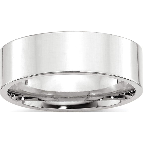 Jewelry by Sweet Pea 10K White Gold 7mm Standard Weight Flat Comfort Fit Wedding Band Size 4