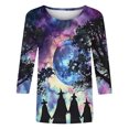 thumbnail image 3 of T-shirt Mode Femme Imprimé Manches 3/4 Col Rond Décontracté, 3 of 6