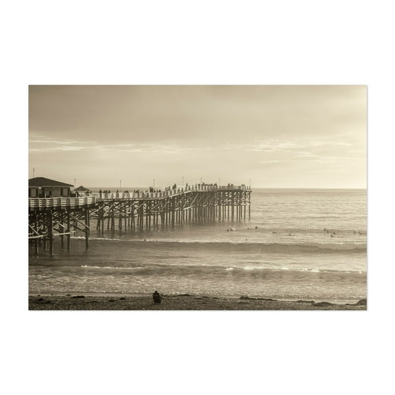 Tranquil Pier Perspective - Photography Beach Boardwalk Ocean Coast Seascape Vintage Surf Unframed Wall Art Print 4 x 6 inches