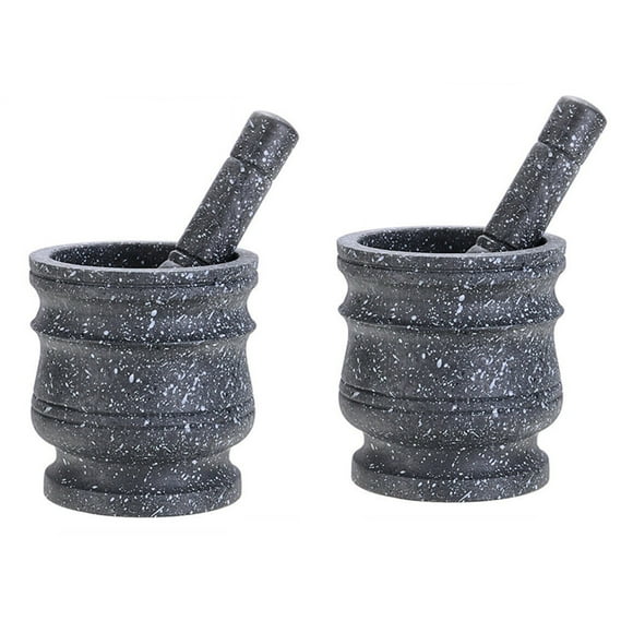 2X Granite Pattern Pestle Set Stone Herb Spice Grinder Solid Grinder Cooking Set