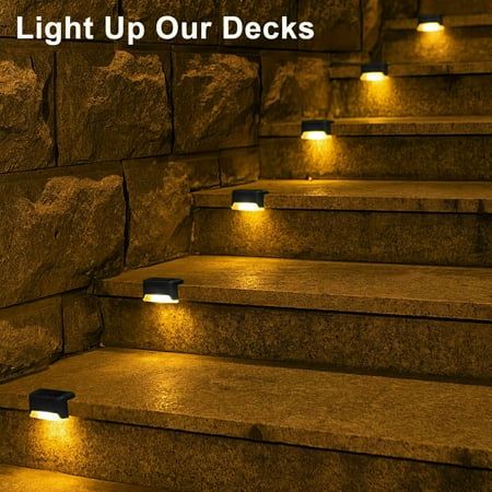 

8 Pack New Solar Deck Lights Outdoor Waterproof LED Steps Lamps For Stairs Fence