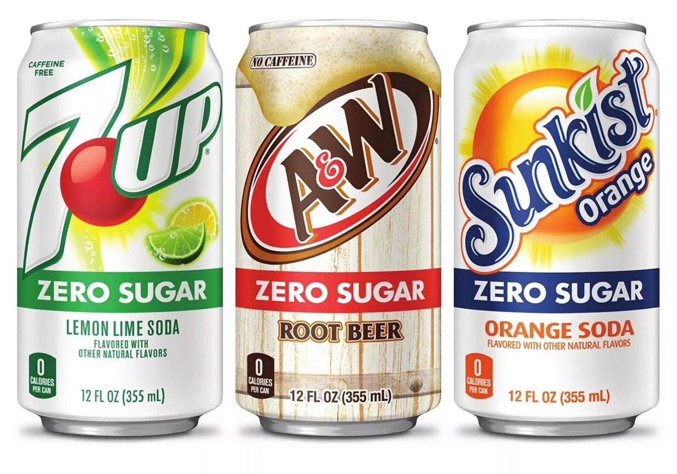7.5 oz Cans Variety Pack 12, 3 7UP, 3 A&W Root Beer, 3 Sunkist