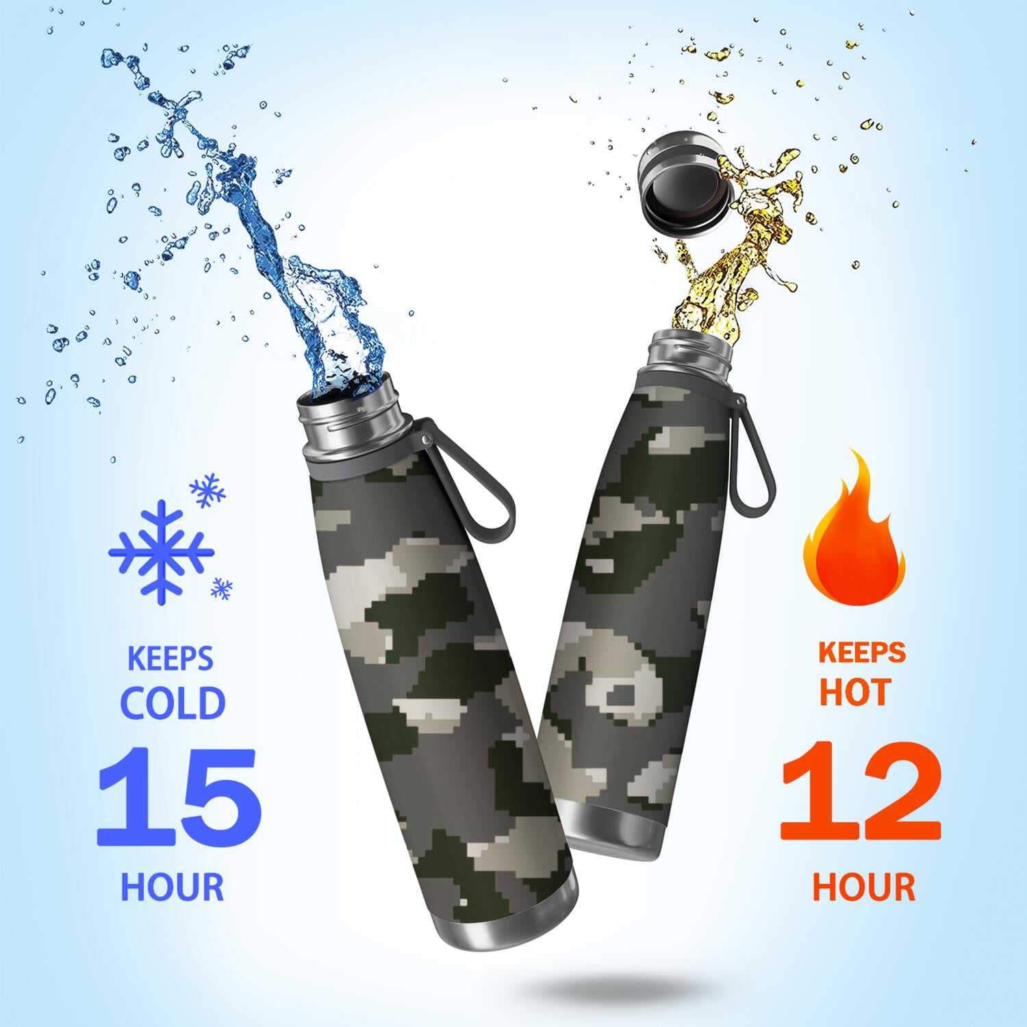 29oz Insulated Water Bottle with Tea Infuser, Stainless Steel Travel Mug, Camouflage Print