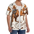 thumbnail image 2 of Balery Cowboy Riding Horse Men's Casual Button Down Shirt Short Sleeve Textured Summer Cuban Beach Shirts-XX-Large, 2 of 7