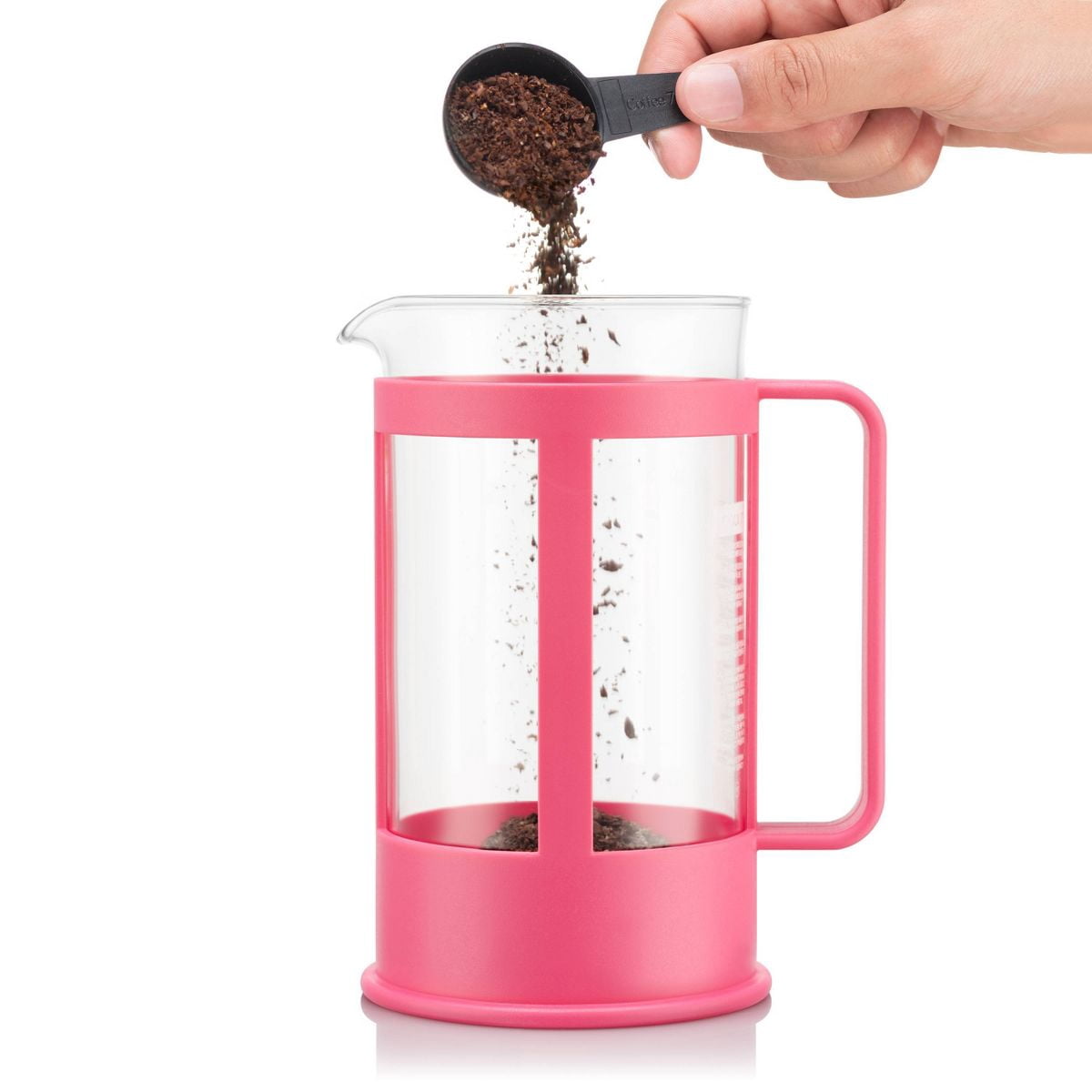 Bodum Kenya French Press Coffee Maker, 8 Cup, 1.0 L, 34 oz, Pink, Glass Beaker