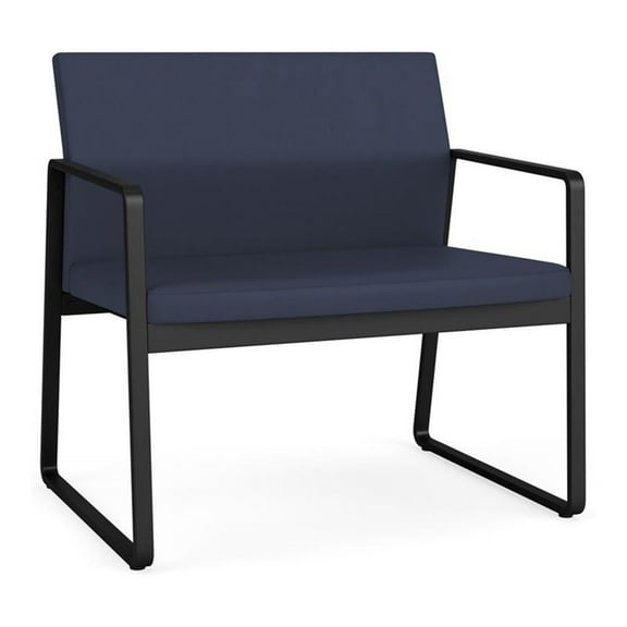 Lesro Gansett Polyurethane Bariatric Chair Waiting Room Guest in Black/Castillo Batik Blue