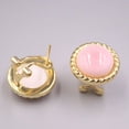 thumbnail image 3 of K-KED Solid 925 Sterling Silver Stud Women Twist Lace Pink Conch Round Earrings, 3 of 5