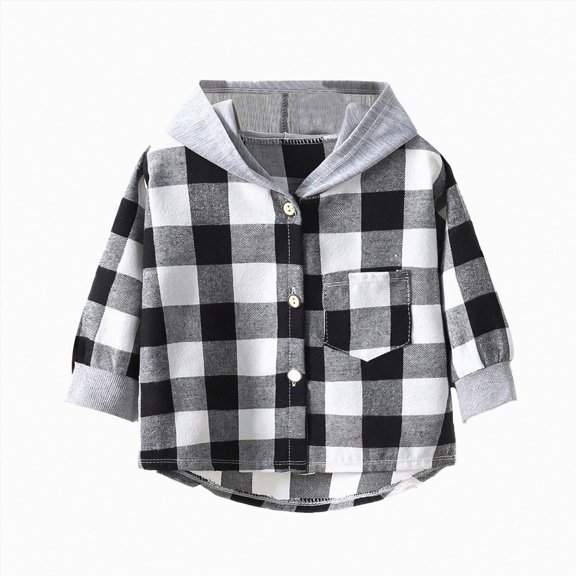 Splozh Toddler Boys Long Sleeve Shirt Flannel Plaid Button Down Jacket Shirts Tops Schoolwear Toddler Boy Collared Shirt,A,5-6 Years
