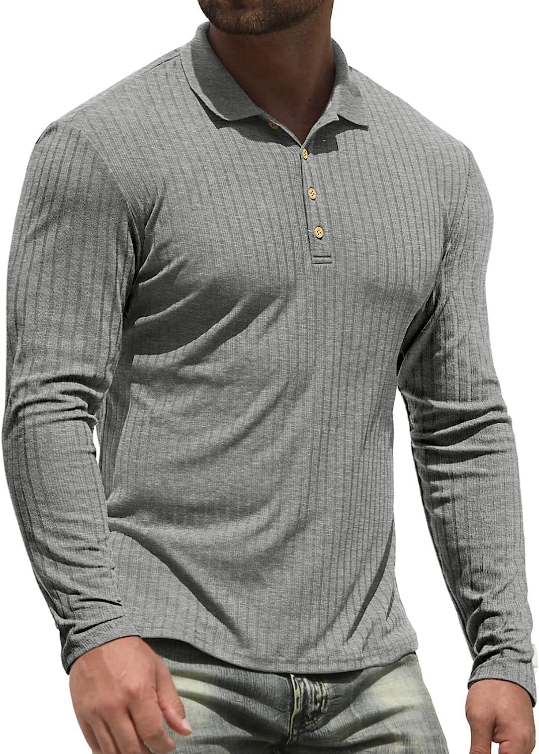 Iceglad Men's Polo Shirts long Sleeve Casual Slim Fit Workout Shirts ...