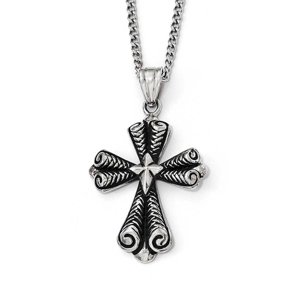 West Coast Jewelry Stainless Steel Antiqued Cross Necklace Walmart