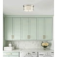thumbnail image 3 of Kira Home Sienna 13" Lattice Drum Flush Mount, Silver Ceiling Light, White Linen Shade, Glass Diffuser, Brushed Nickel, 3 of 8