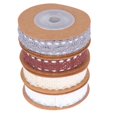 thumbnail image 1 of 4 Roll of 2 Yard Adhesive Ribbon Weaving Cotton Hollow Brim Gift Packaging Ribbon DIY Self-sticking Accessories for Party Home Office (Mixed Color), 1 of 3