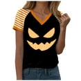 thumbnail image 5 of Godom Womens Halloween T-Shirt Funny Short Sleeve V Neck Graphic Tees Tops, 5 of 7