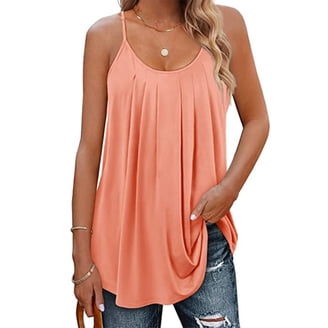 Women's O-Ring Shoulder Tank Top | Crew Neck Sleeveless Blouse, Casual Solid Color Tunic