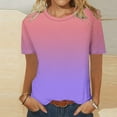 thumbnail image 2 of Pxiakgy Summer Tops for Women Short Sleeve Gradient Color Round Neck T Shirt Gradient Color Spring Short Sleeve Shirts Beach Vacation Clothes Fashion Plus Size Tshirts for Teen Girls 2025 Purple Xl, 2 of 5