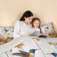 thumbnail image 4 of Homewish Rustic Hummingbird Pumpkin Full Size Comforter Sets, Chic Sunflower Bedding Comforter Set, White Orange Blue, Gray Reversible, 3 Pieces 1 Comforter and 2 Pillowcases, 4 of 6