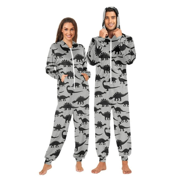 joogoo Art Dinosaur Silhouettes Unisex Adults Onesies Pajamas Jumpsuits L