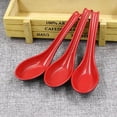 3pcs Plastic Reusable Dinner Spoons Asian Red and Black Chinese Soup ...