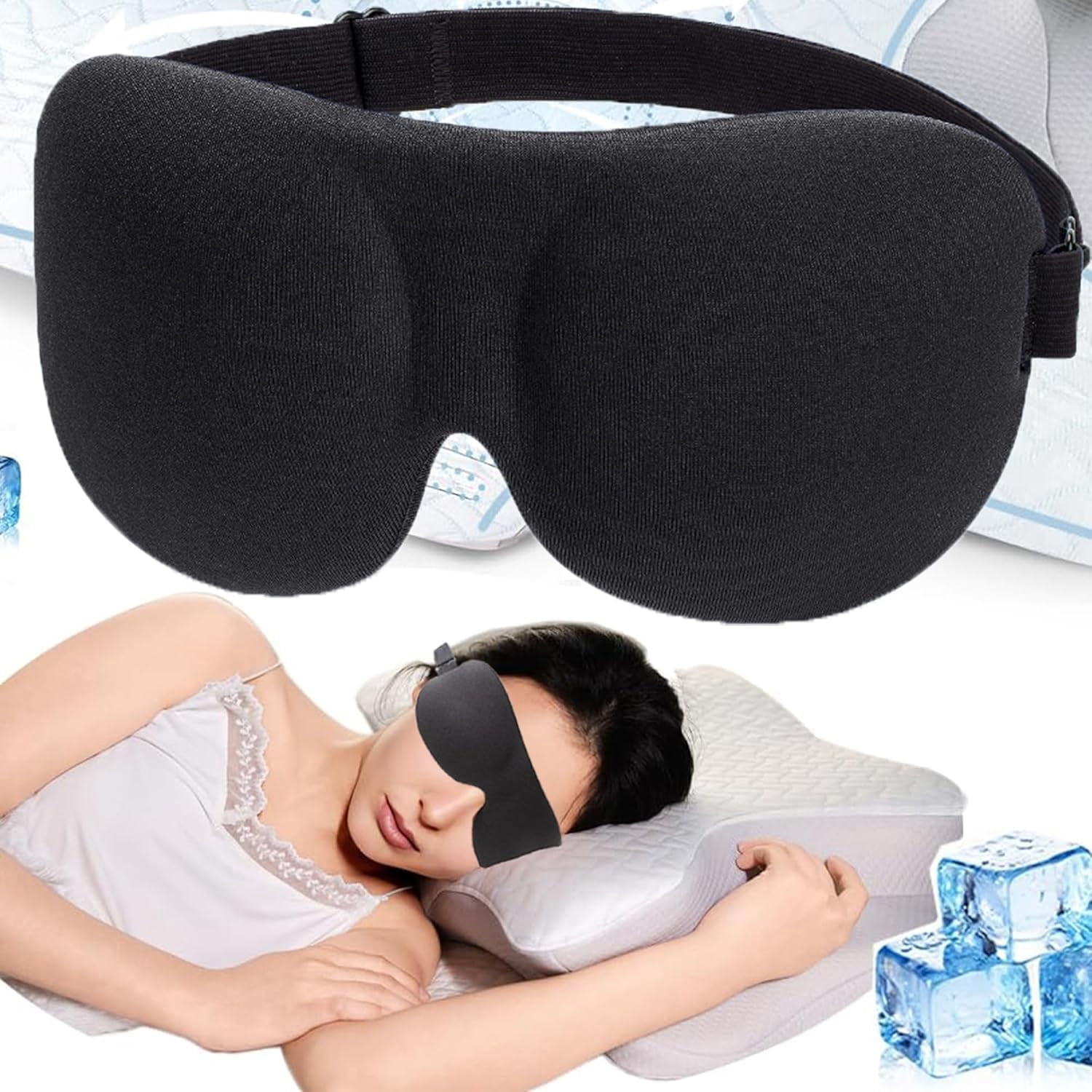 3 Pack 3D Sleep Mask for Back and Side Sleepers, 100% Light Blocking, Lightweight and Breathable Eye Cover for Men and Women, Zero Pressure Night Blindfold