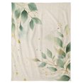 thumbnail image 5 of Flannel Throw Blanket for Couch Sofa Bed, Green Plant on Vintage Linen Soft Cozy Warm Fuzzy Blanket 40x50in, 5 of 9