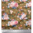 thumbnail image 1 of Soimoi Rayon Fabric Leaves,Periwinkle & Peony Floral Print Fabric by The Yard 56 Inch Wide, 1 of 1