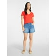 thumbnail image 3 of Time and Tru Women's High Rise Denim Shorts, 5" Inseam, Sizes 0-20, 3 of 6