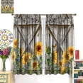 thumbnail image 4 of Sunflower Curtains, Vintage Rustic Farm Wood Panel Watercolour Sunflower Plant Flower Butterfly Blackout Windows Treatments, Thermal Insulated Drapes For Boys Girls Bedroom Living Room 42x63in, 4 of 6