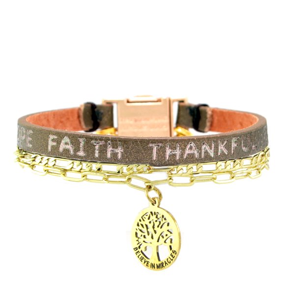 Good Works Inspirational Love, Hope, Faith Stainless Steel Tree of Life Bracelet